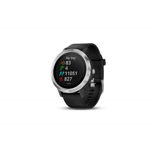 가민 Garmin Vivoactive 3, GPS Smartwatch with Contactless Payments and Built-In Sports APPS, Black with Silver Hardware