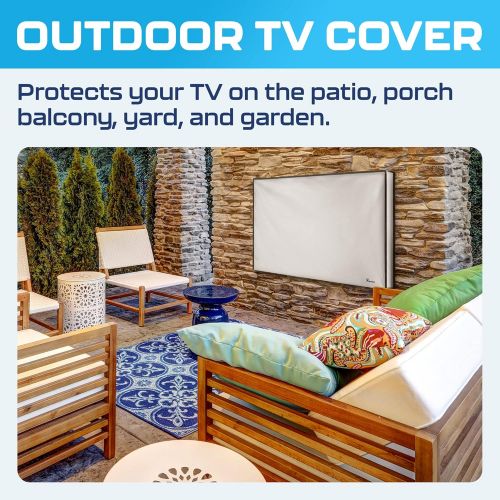  [아마존베스트]Garnetics Outdoor TV Cover 48, 49, 50 - Universal Weatherproof Protector for Flat Screen TVs - Fits Most TV Mounts and Stands - Grey