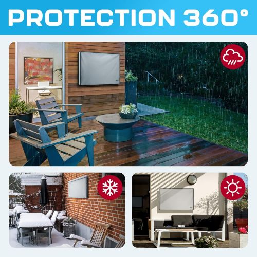  [아마존베스트]Garnetics Outdoor TV Cover 48, 49, 50 - Universal Weatherproof Protector for Flat Screen TVs - Fits Most TV Mounts and Stands - Grey