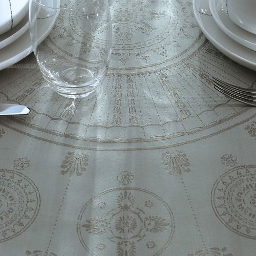 Garnier-Thiebaut Eloise Sienne French Tablecloth, 96 Inches x 149 Inches, 100% Cotton, French Heritage Collection