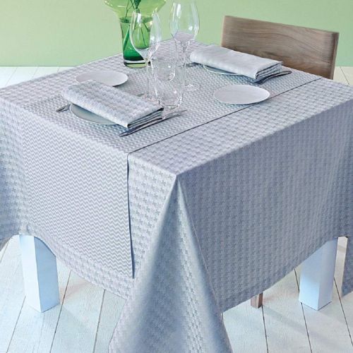  Garnier-Thiebaut 69x69 Inches Garnier Thiebaut Tablecloth Chevron Gris Brise France