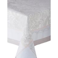 Garnier-Thiebaut Luxuriance Alouette Tablecloth, 69 x 69, Gray/Silver, High Thread Count, Green Sweet Treated