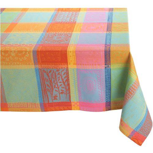  Garnier-Thiebaut Garnier Thiebaut Mille Wax 100% two-ply twisted cotton 71-Inch by 118-Inch Oblong Tablecloth, Creole, Made in France
