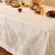 Garnier-Thiebaut Garnier-thiebaut Beauregard Ivoire (Ivory) Tablecloth, 75 Inch X 98 Inch