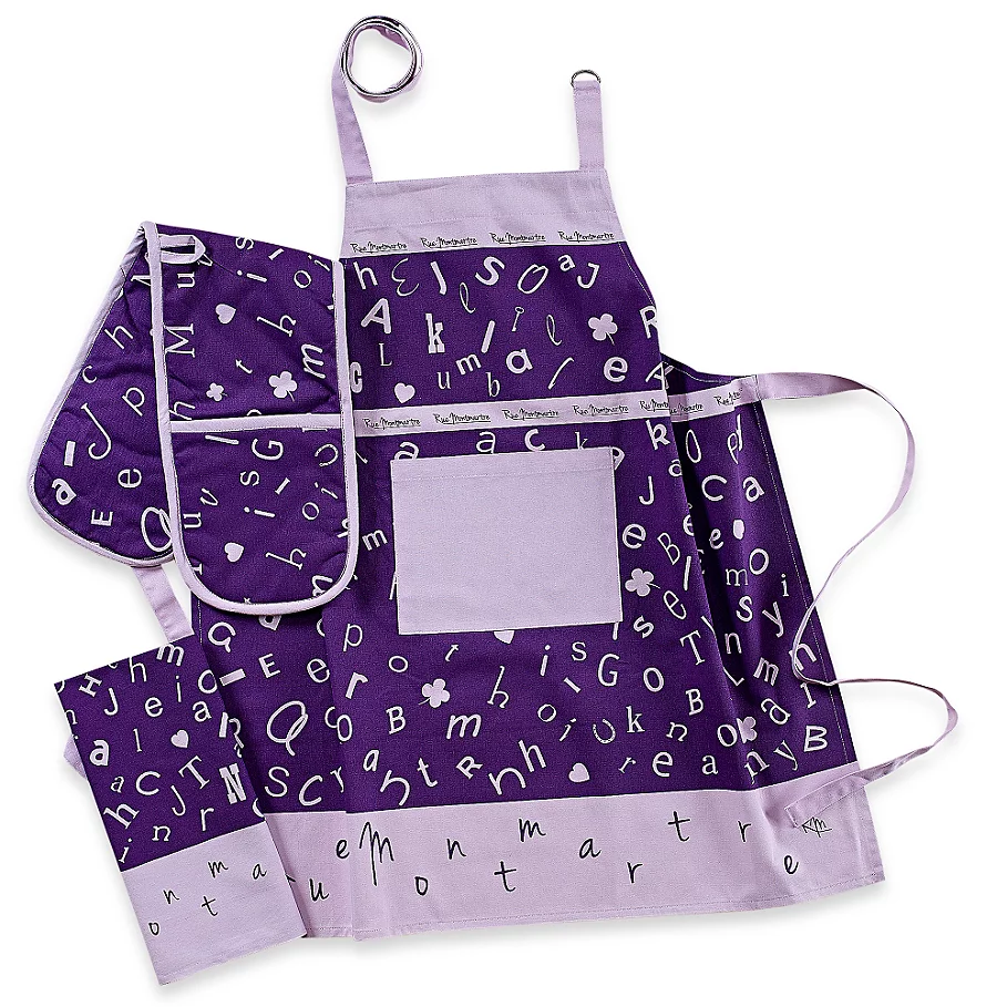  Garnier-Thiebaut Scrabble Lavande 4-Piece Kitchen Linens Set in Lavender