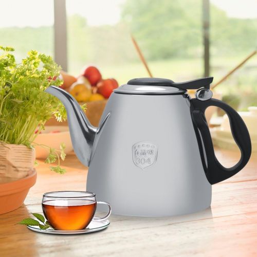  Garsent Edelstahl Teekanne, Induktionsherd Kaffeekanne mit Hitzebestandige Griff Teekessel fuer Kueche, Cafeteria, Hotel, Restaurant und Buero(1.5L)