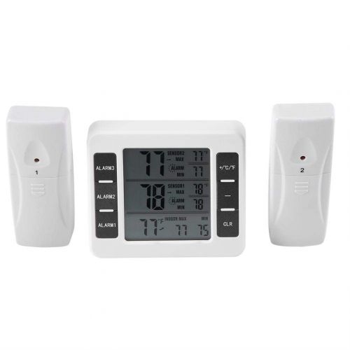  Garsent Digital Fridge Thermometer, Wireless Freezer Thermometer with 2 Sensors for Home, Restaurants, Bars, Cafes