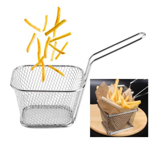  Garsent Mini Chip Basket Stainless Steel Serving Fry Basket Table Kitchen Tool For House Restaurant 8pieces