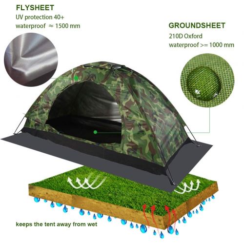  Garsent 1 Personen Outdoor Zelt, dauerhaft Wasserdicht UV Schutz Camouflage Zelt fuer Camping Angeln Klettern Wandern