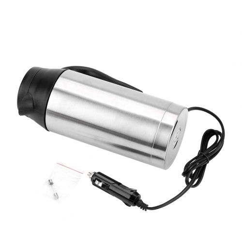  Garsent 750ml Auto Elektrische Wasserkocher, Edelstahl 24V Zigarettenanzuender Thermobecher Wasserbecher fuer Wasser Kaffee Getranke Heizung