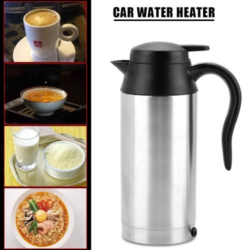  Garsent 750ml Auto Elektrische Wasserkocher, Edelstahl 24V Zigarettenanzuender Thermobecher Wasserbecher fuer Wasser Kaffee Getranke Heizung