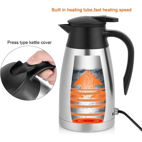  Garsent 12V Electric Kettle Car Stainless Steel Electric Kettle with Cigarette Lighter for Outdoor Travel