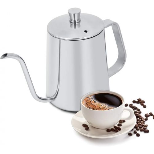  Garsent Kaffeekanne mit Schwanenhals, 550 ml Edelstahl Kaffeekessel Wasserkessel Kaffee-Tropftopf fuer Kueche