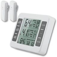Garsent Digital Kuehlschrank Thermometer, drahtlos Gefrierschrank Thermometer mit 2 Sensor fuer Zuhause, Restaurants, Bars, Cafes