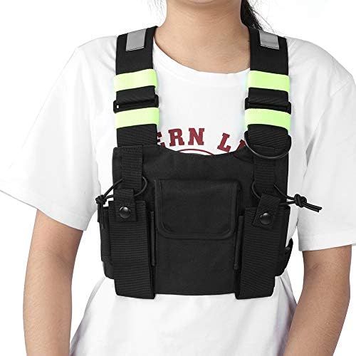  [아마존베스트]-Service-Informationen Radio Walkie Talkie Chest Pocket, Reflective Harness Pocket Pack Chest Strap Front Pocket Carry Bag for Radios Walkie Talkie.