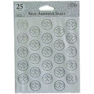 Gartner Studios Platinum Heart Envelope Seals, Matte with Silver Foil, 1” Stickers, 25 Count
