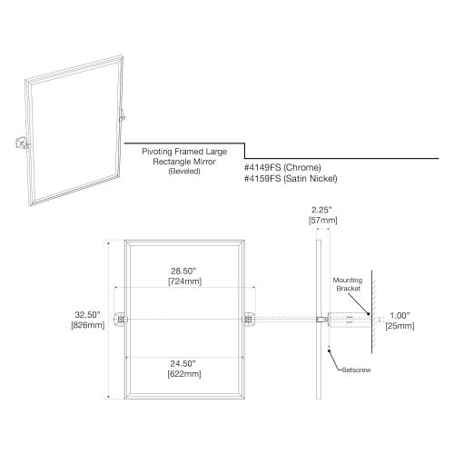  Gatco 4149FS Jewel Framed Rectangle Mirror, Chrome, 32.5H