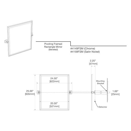  Gatco 4149FS Jewel Framed Rectangle Mirror, Chrome, 32.5H