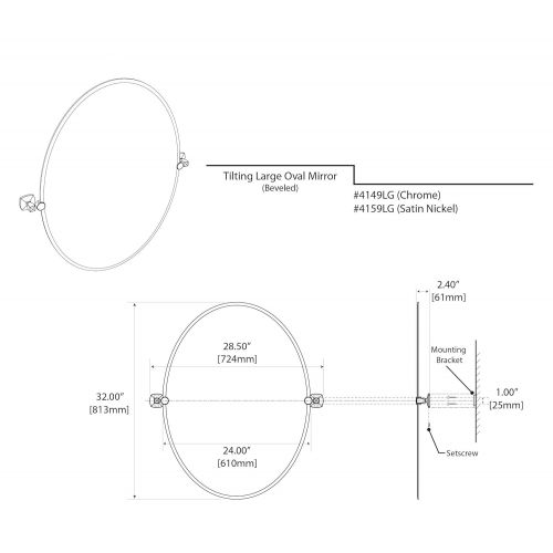  Gatco 4149FS Jewel Framed Rectangle Mirror, Chrome, 32.5H