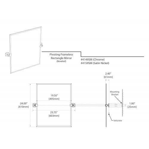  Gatco 4149FS Jewel Framed Rectangle Mirror, Chrome, 32.5H