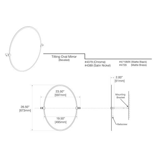  Gatco 4389 Bleu, Oval Mirror