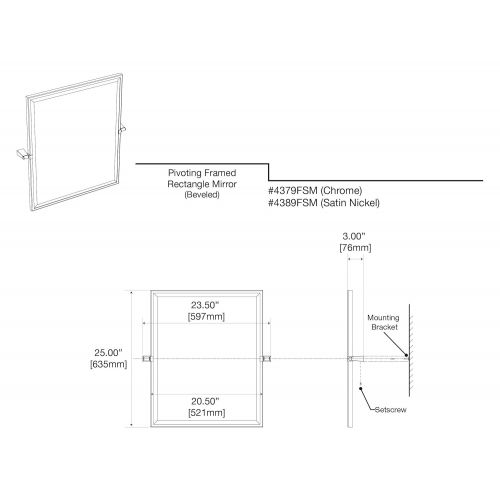  Gatco 4379FS Bleu, Framed Large Rectangle Mirror