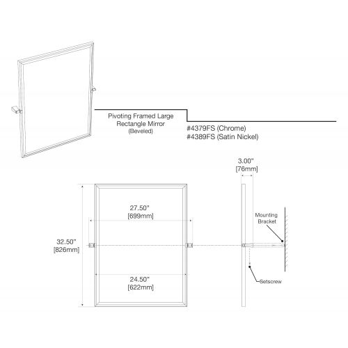  Gatco 4379FS Bleu, Framed Large Rectangle Mirror