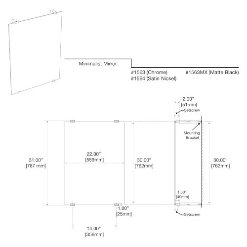  Gatco 4379FS Bleu, Framed Large Rectangle Mirror