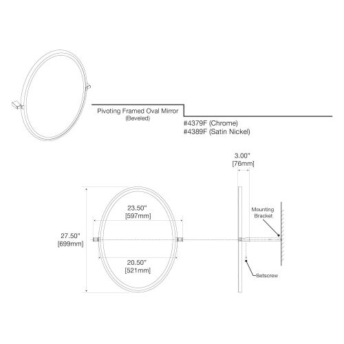  Gatco 4379FS Bleu, Framed Large Rectangle Mirror