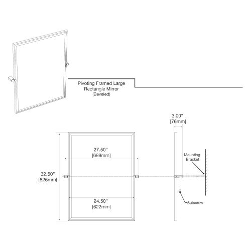  Gatco 4719MX Bleu Oval Mirror 26.5-inch Matte Black