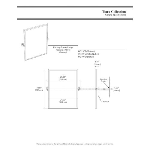  Gatco 4329FS Tiara Framed Large Rectangle Mirror, Chrome