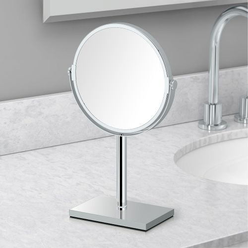  Gatco 1442C Modern Rectangle Base Bathroom Counter Top Vanity 3x Magnification Makeup Mirror, 12.5 Height, Chrome