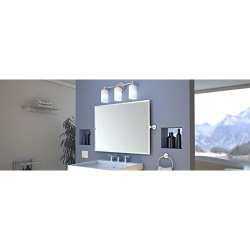  Gatco 1386SN Latitude II Minimalist Bathroom Counter Top Vanity, 3x Magnification Makeup Mirror, 12.5 Height, Satin Nickel