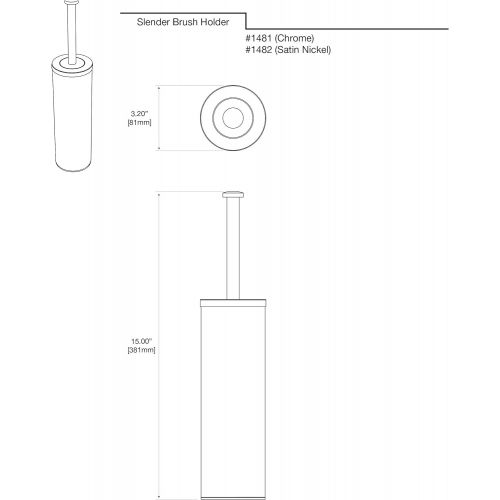  Gatco 1482 Latitude II Slender Toilet Brush Holder, Satin Nickel