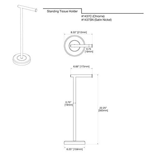  Gatco 1437C Latitude II Tissue Holder Stand, Chrome