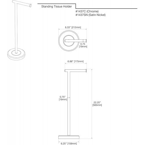  Gatco 1437C Latitude II Tissue Holder Stand, Chrome