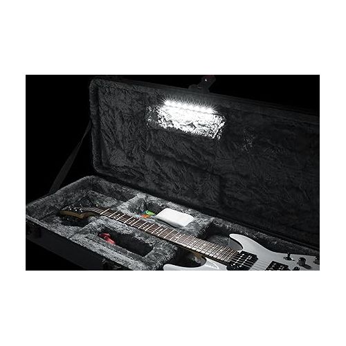  Gator Cases Molded Flight Case for Electric Guitar with Internal LED Lighting and TSA Approved Locking Latch; (GTSA-GTRELEC-LED)