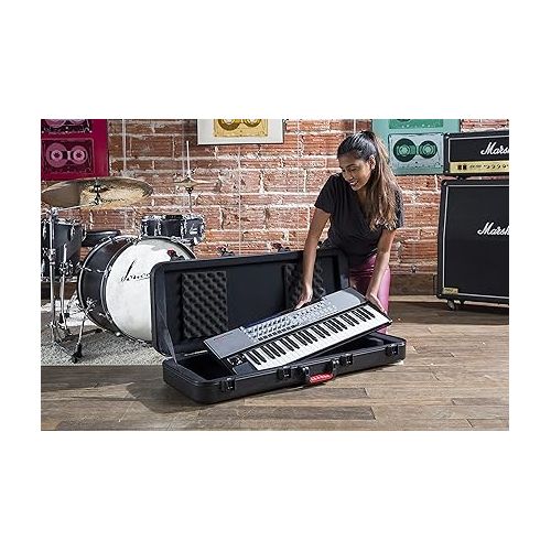  Gator Cases Molded Flight Case for 61-Note Keyboards with TSA Approved Locking Latches and Recessed Wheels; (GTSA-KEY61)