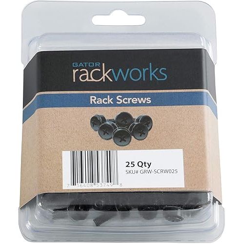  Gator Rackworks Standard Size Rack Screws; 25 Pack (GRW-SCRW025) , Black