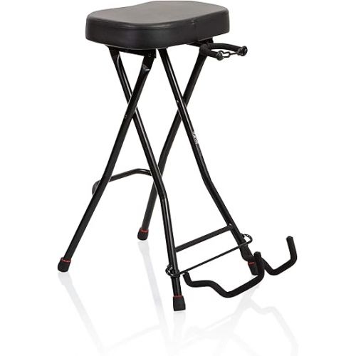  Gator Frameworks Foldable Guitar Stool with Padded Seat and Rear Mounted Guitar Hanger; (GFW-GTRSTOOL)