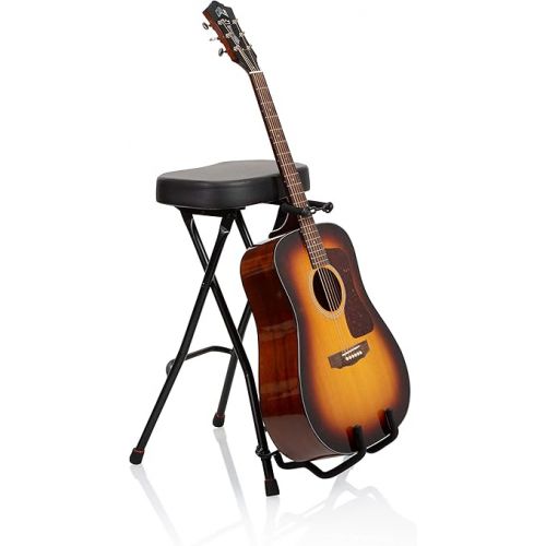  Gator Frameworks Foldable Guitar Stool with Padded Seat and Rear Mounted Guitar Hanger; (GFW-GTRSTOOL)