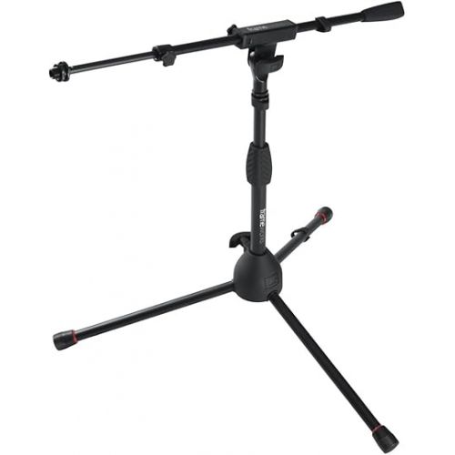  Gator Frameworks Short Tripod Base Microphone Stand with Soft Grip Twist Clutch, Boom Arm, and Both 3/8