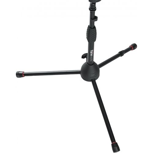  Gator Frameworks Short Tripod Base Microphone Stand with Soft Grip Twist Clutch, Boom Arm, and Both 3/8