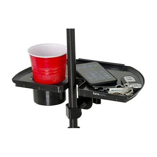  Gator Frameworks Microphone Stand Accessory Tray with Drink Holder and Guitar Pick Tab; 12