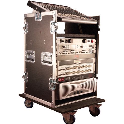  Gator G-TOUR 10X14 PU Pop-Up Console Rack Case - 10 Space Top and 14 Space Front and Rear Rackable Audio Equipment