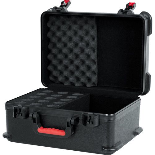  Gator GTSA-MIC15 ATA-Molded Polyethylene Case with Foam Drops for up to 15 Wired Microphones