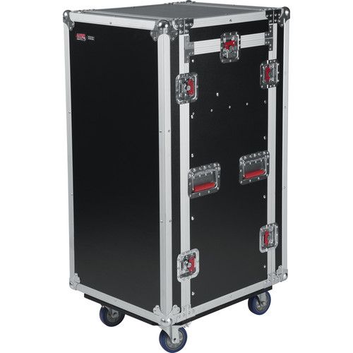  Gator G-TOUR 10X16 PU Pop-Up Console Rack Case - 10 Space Top and 16 Space Front and Rear Rackable Audio Equipment