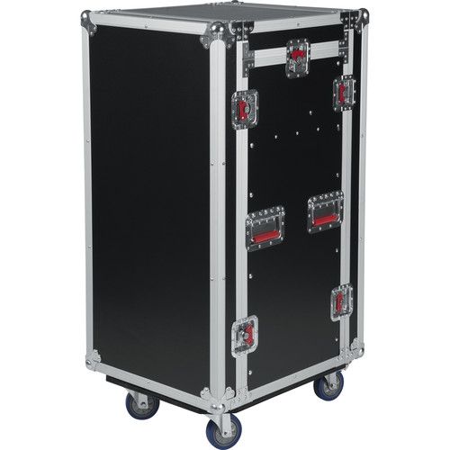  Gator G-TOUR 10X16 PU Pop-Up Console Rack Case - 10 Space Top and 16 Space Front and Rear Rackable Audio Equipment