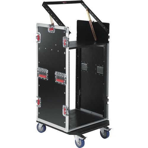  Gator G-TOUR 10X16 PU Pop-Up Console Rack Case - 10 Space Top and 16 Space Front and Rear Rackable Audio Equipment