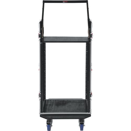  Gator G-TOUR 10X16 PU Pop-Up Console Rack Case - 10 Space Top and 16 Space Front and Rear Rackable Audio Equipment